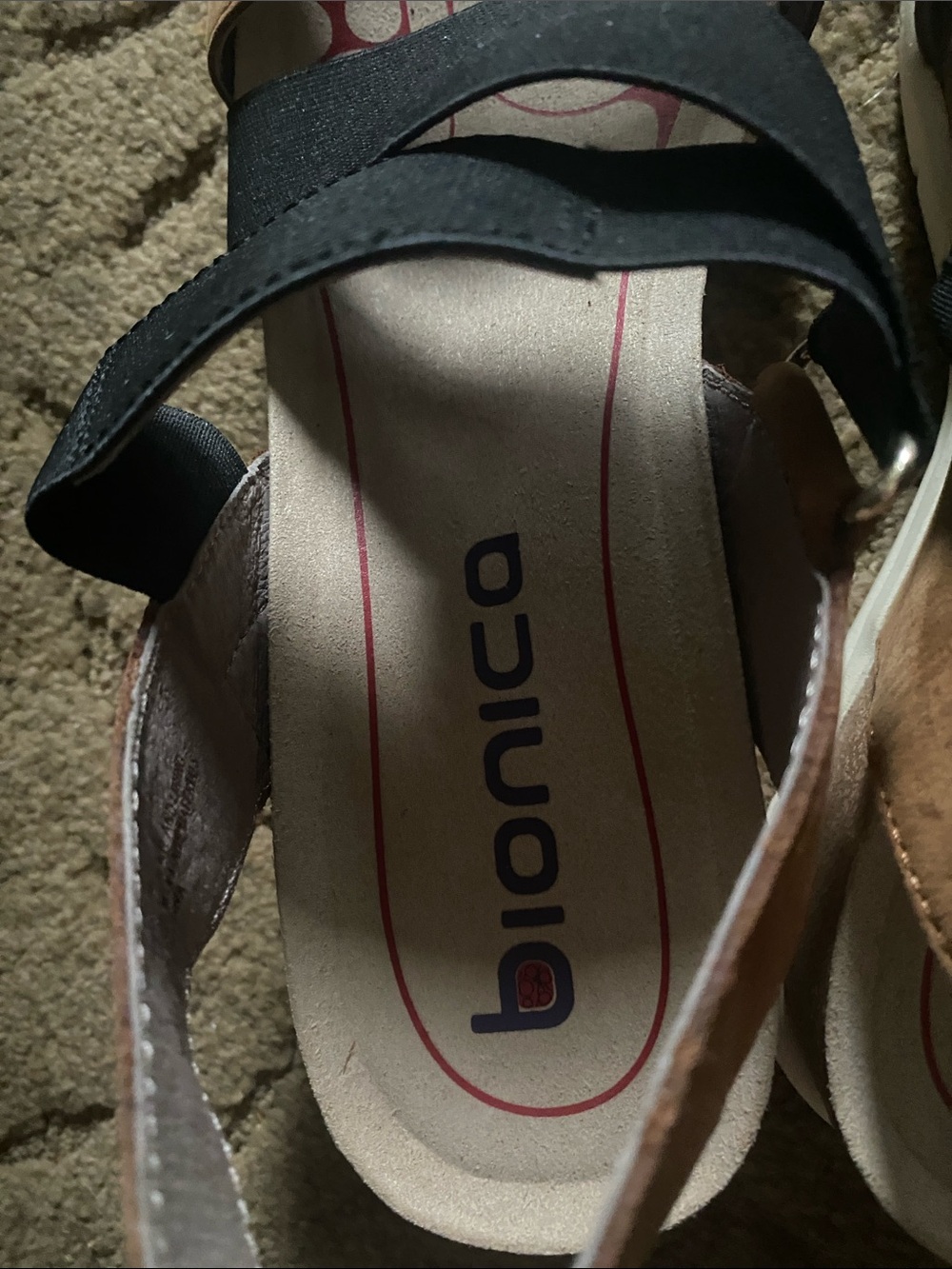 Bionica Black and Tan Crisscross Slingback Sandals - Picture 2 of 5